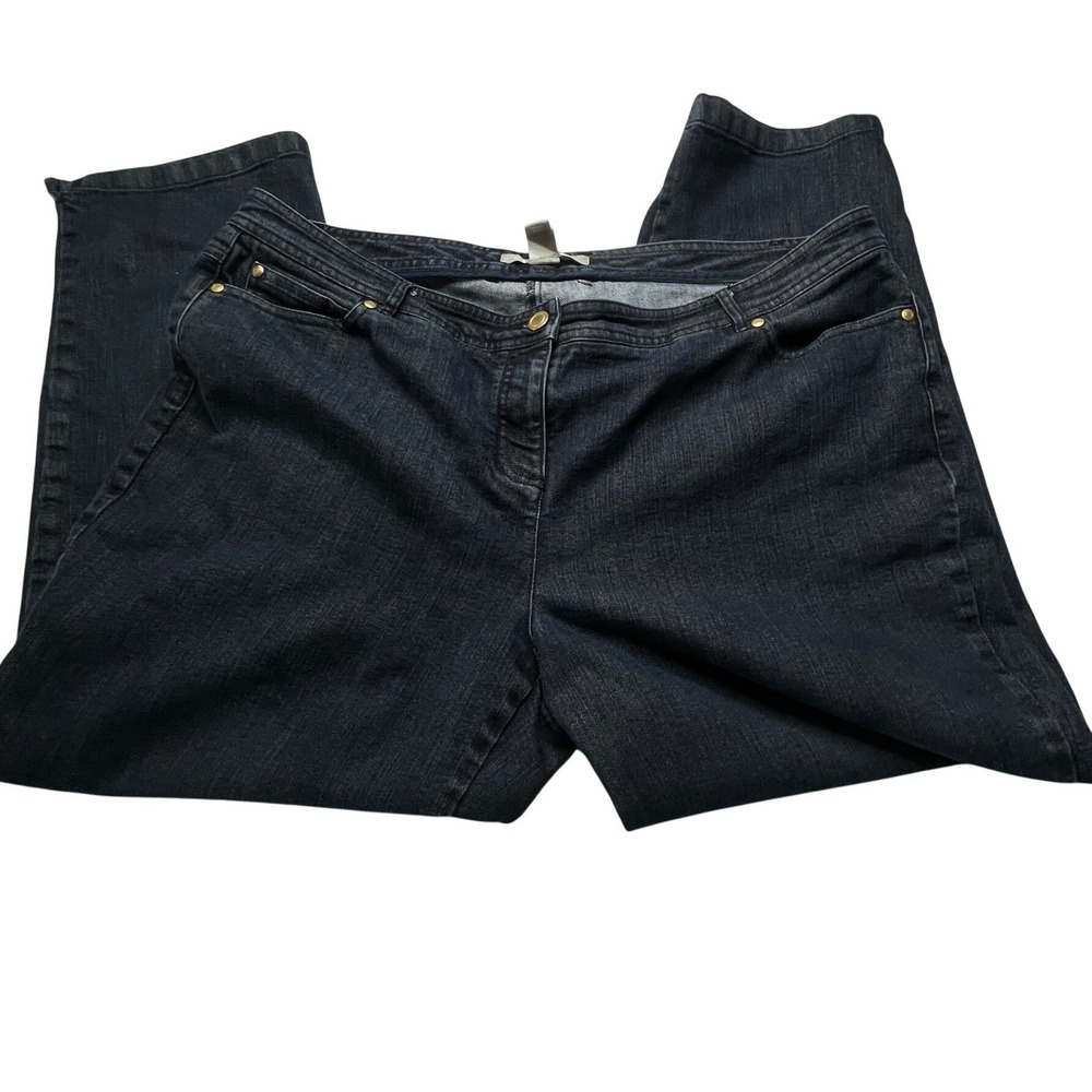 Ellen Tracy Jeans Women 18 Blue Dark Wash Straight Leg Mid Rise Denim Pants - Picture 10 of 10